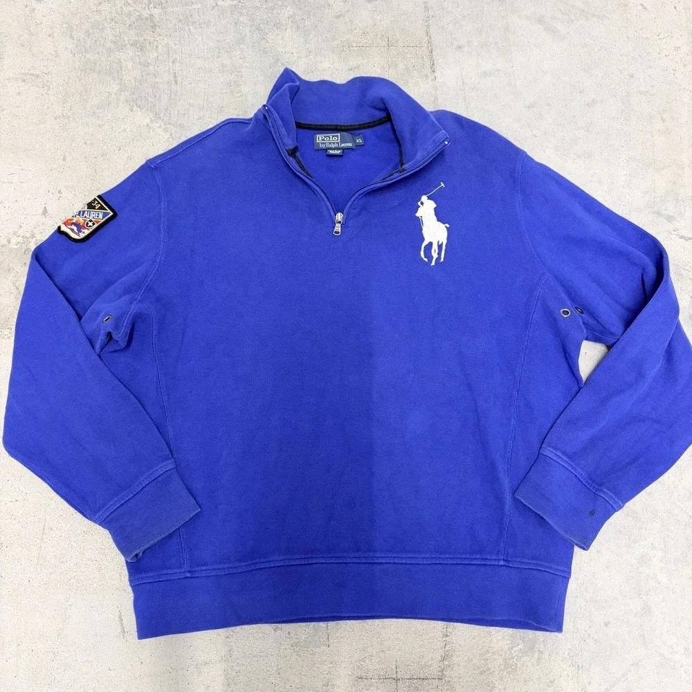 Polo Ralph Lauren Big Pony 1/4 Zip Pullover Men's Size XL Ski Blue